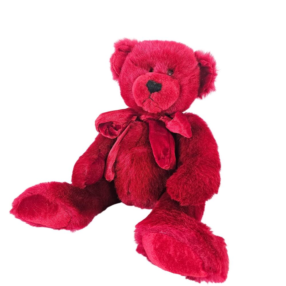 Ganz Star Red Teddy Bear Plush Stuffed Animal Satin Bow 15" Valentine Lovey
